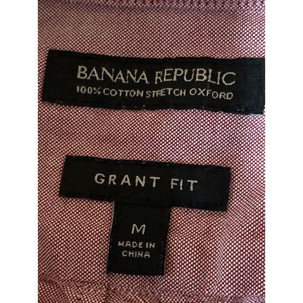 Banana Republic Men's Red Grant Fit Oxford Long Sleeve Button Down Shirt Top M