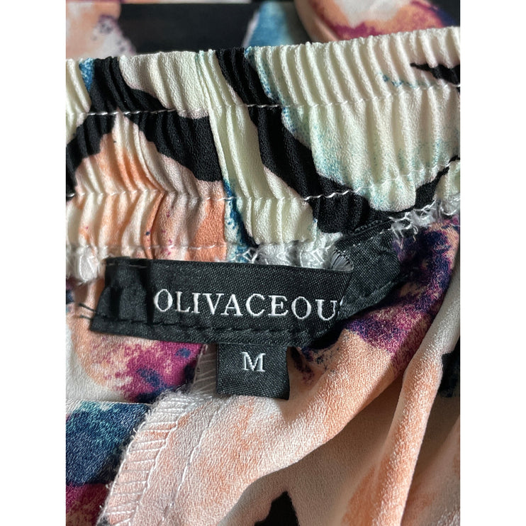 Olivaceous Women's Multicolor Floral High Rise Summer Jogger Trousers Pants Sz M