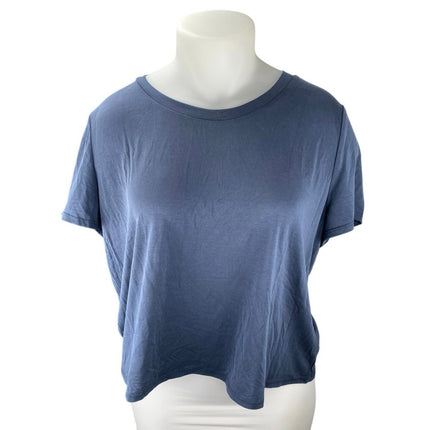 NEW Monki Women's Blue Crewneck Short Sleeve Casual Crop Tee T-shirt Top Sz XXL