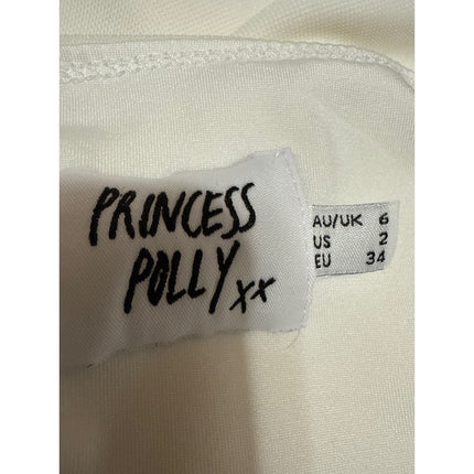 Princess Polly White Sleeveless Cowl Neck Lettuce Edge Cami Mini Slip Dress 2