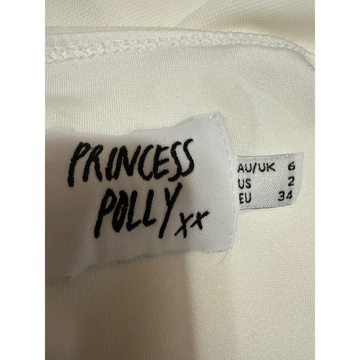 Princess Polly White Sleeveless Cowl Neck Lettuce Edge Cami Mini Slip Dress 2