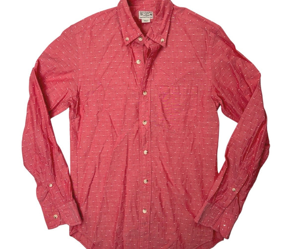 Vintage J.Crew Men's Pink Red Button Down Long Sleeve Collar Pocket Sh Brie Vintage J.Crew Men's Pink Red Button Down Long Sleeve Collar Pocket Sh Brie