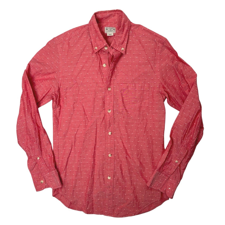 Vintage J.Crew Men's Pink Red Button Down Long Sleeve Collar Pocket Shirt Top XS