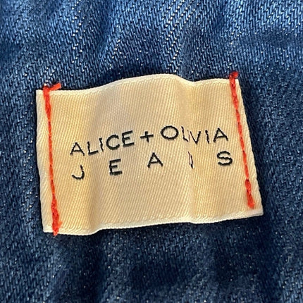 Alice + Olivia Blue Pleated Palazzo Baggy Wide Leg High Rise Denim Jeans Sz 24
