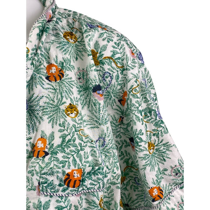 Roller Rabbit Women's Green Palm Tree Button Down Sleepwear Shirt Pajama Top XL