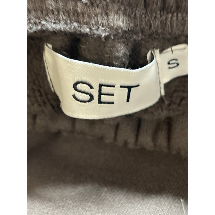 Set Active Women's Brown Drawstring High Rise Tapered Athletic Trousers Pants S