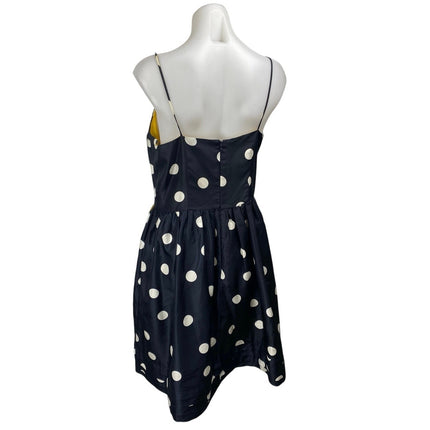 Jessica Howard Black Satin Polka Dot Sleeveless Cami Camisole A-line Dress 12