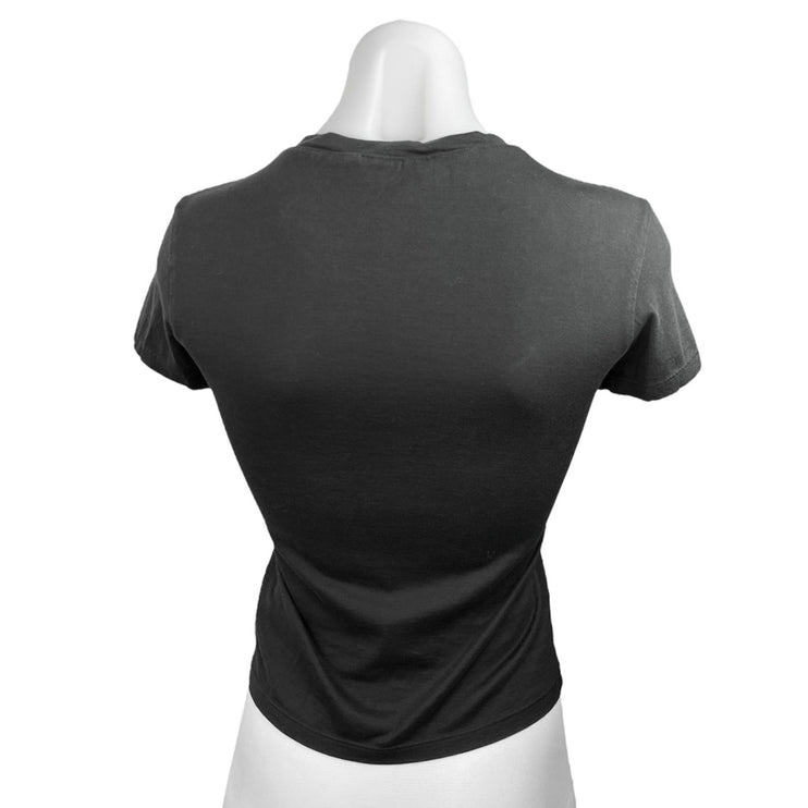 Theory Black Crew Neck Short Sleeve Lightweight Basic Tiny Tee T Shirt Top Sz S