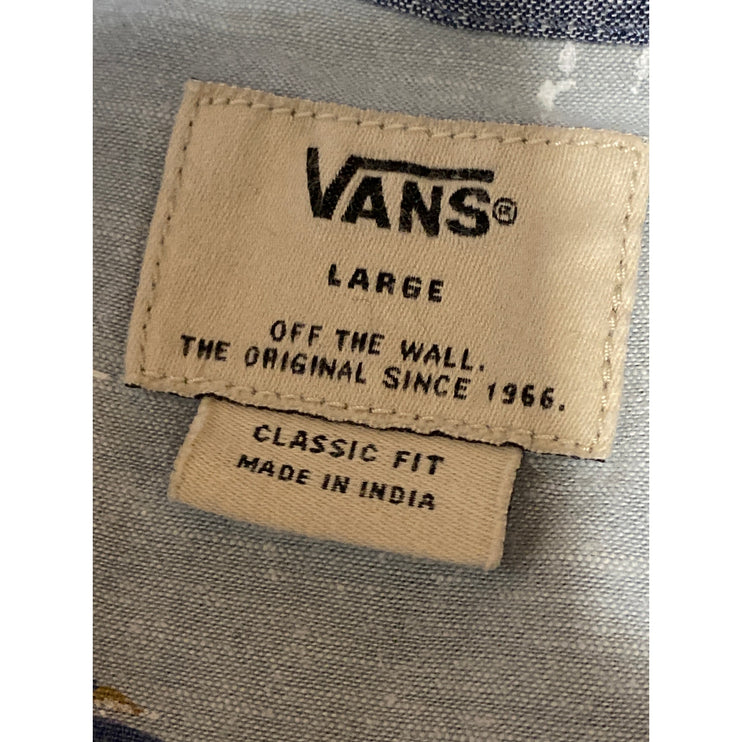 Vans Men's Gray Boat Nautical Pocket Short Sleeve Button Down Shirt Top Size L