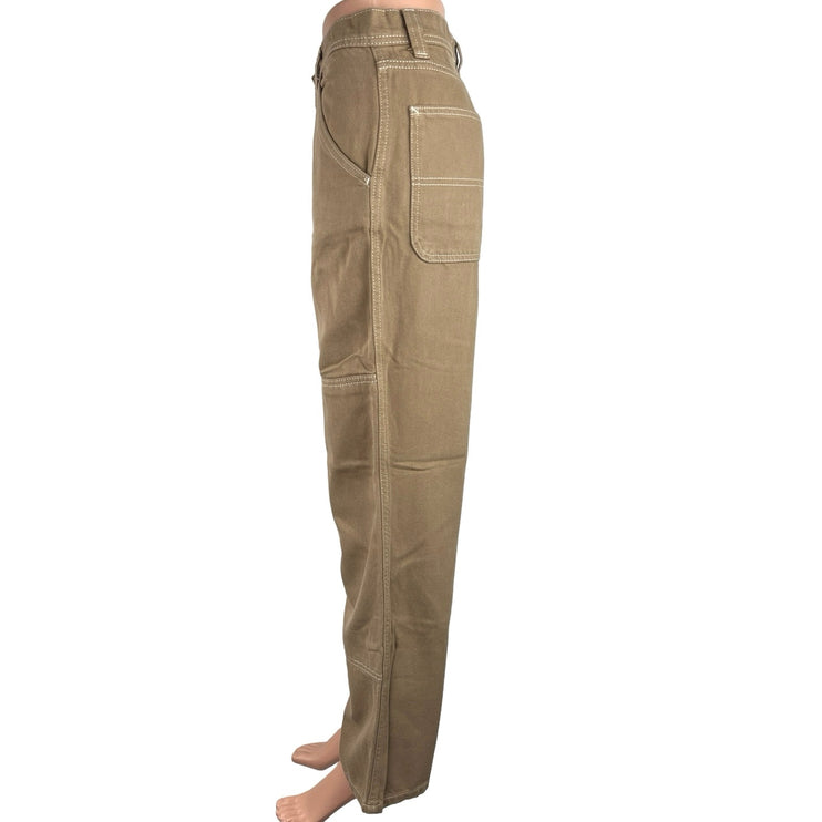 Reformation Khaki Tan High Rise Ankle Denim Stretch Wide Leg Jeans Size 29