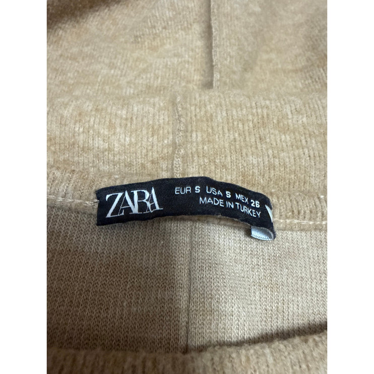 Zara Women's Beige Knit Short Sleeve Mini A-Line Shift T-Shirt Sweater Dress S