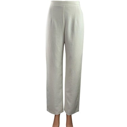 Kookai Womens White Pleated High Waist Straight Wide Leg Trousers Dress Pants 36