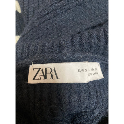 Zara Blue White Striped Long Sleeve Hooded Hoodie Sweatshirt Sweater Top Size S
