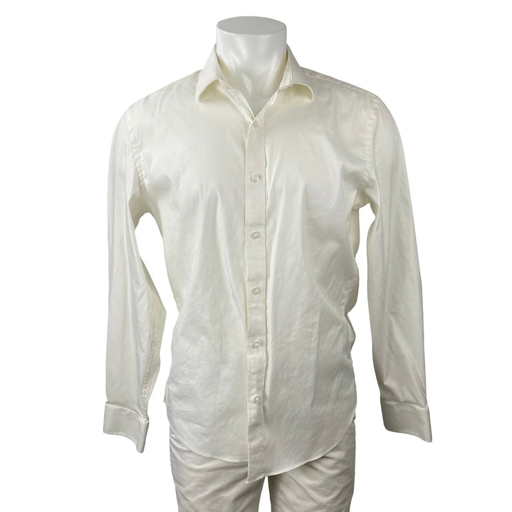 J.Crew Tech Men's White Slim Fit Long Sleeve Career Button Down Shirt Top Size L