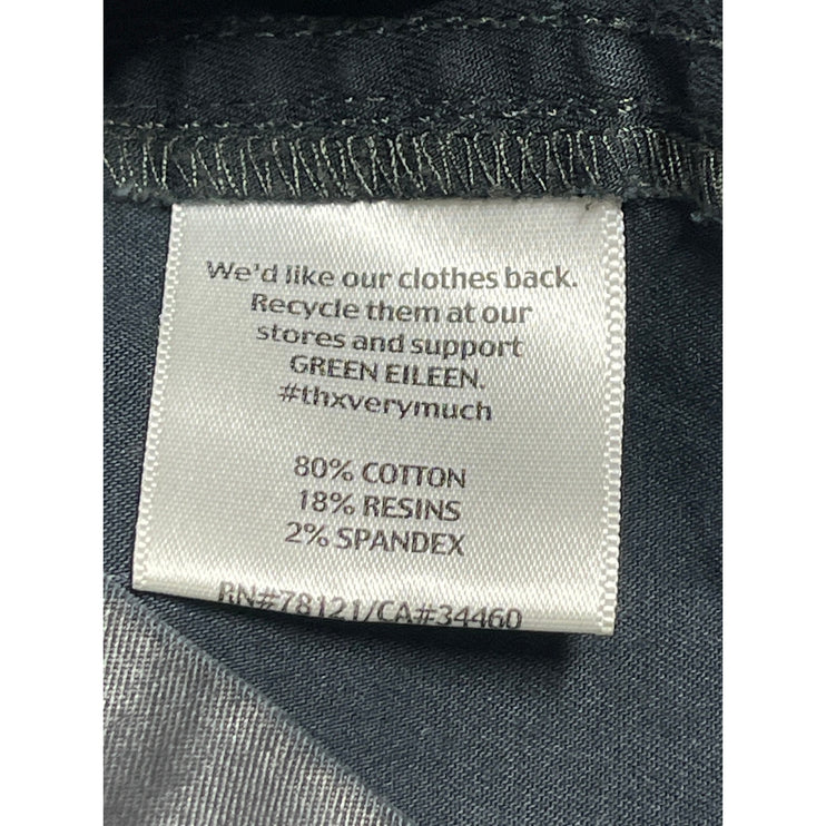 Eileen Fisher Black Faux Vegan Leather Long Sleeve Zip Moto Biker Coat Jacket XS