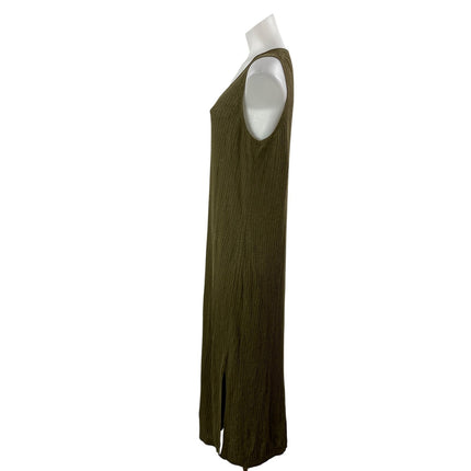 Banana Republic Olive Green Ribbed Knit Sleeveless Slit Midi Tank Dress Size L