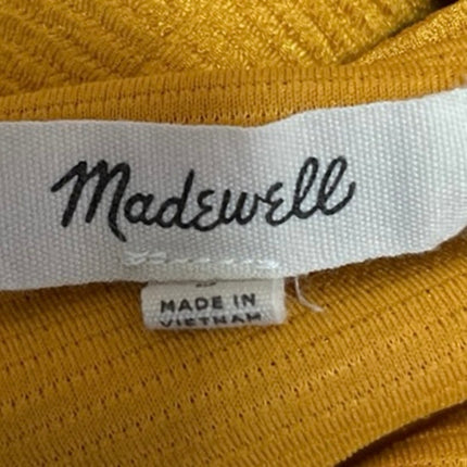 Madewell Yellow Sleeveless Ruffle Tiered Cross Back Square Neck Tank Top Size S
