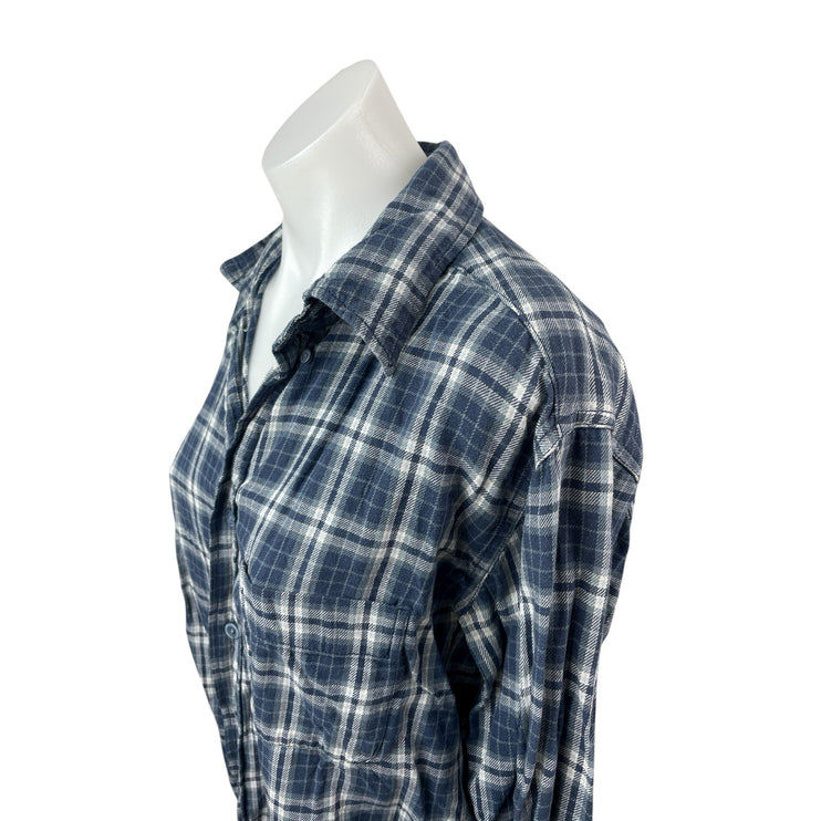 Furst of a Kind Plaid Check Embroidered Rhinestone Skull Button Down Shirt Top M