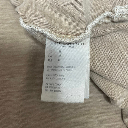 American Eagle Beige Long Sleeve Drop Shoulder Fit Crew Neck T Shirt Tee Top M