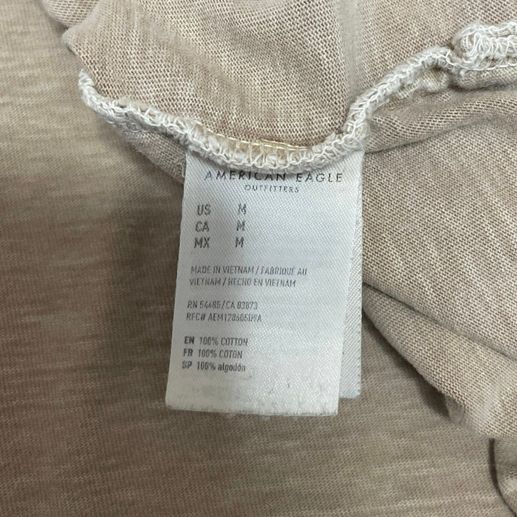 American Eagle Beige Long Sleeve Drop Shoulder Fit Crew Neck T Shirt Tee Top M