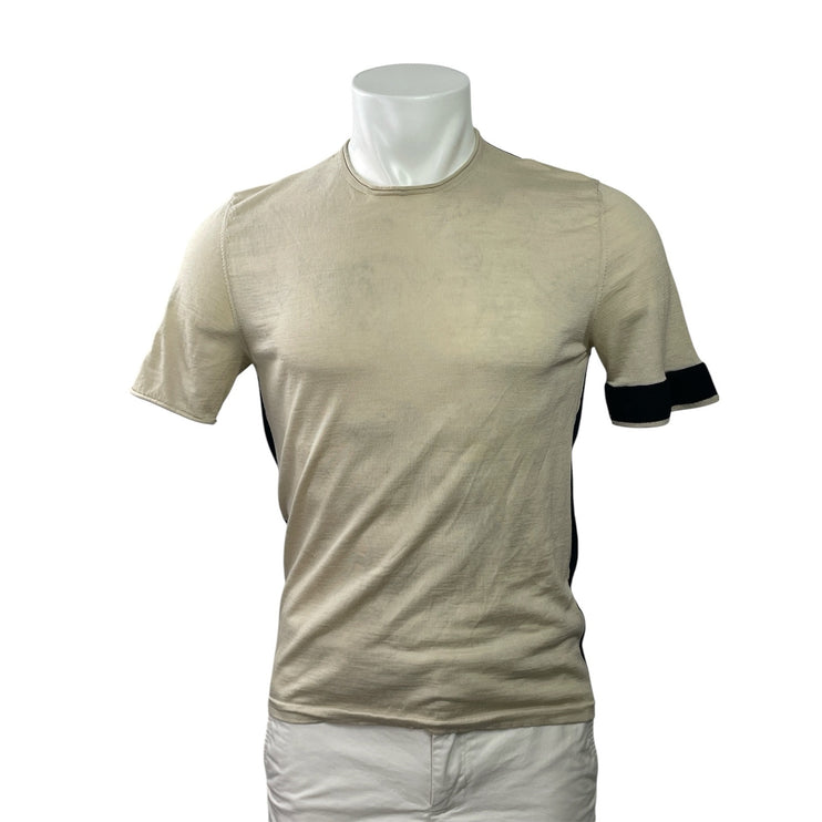 Jil Sander Men's Cream Black Colorblock Crewneck Short Sleeve Tee T-shirt Top L