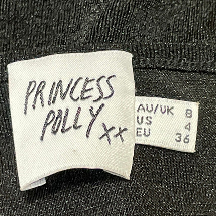 Princess Polly Dark Gray Long Sleeve Button Cutout Scoop Bodysuit Top Size 4