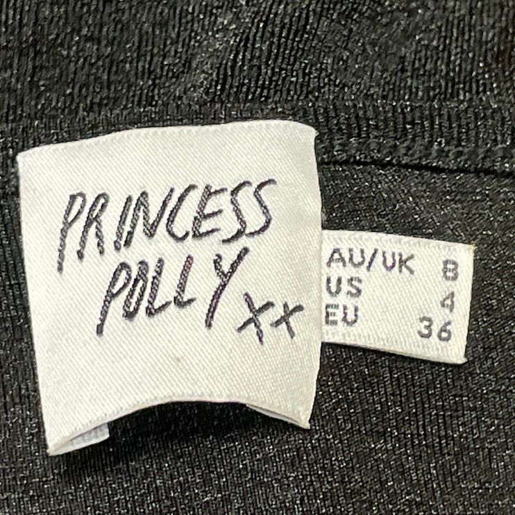 Princess Polly Dark Gray Long Sleeve Button Cutout Scoop Bodysuit Top Size 4