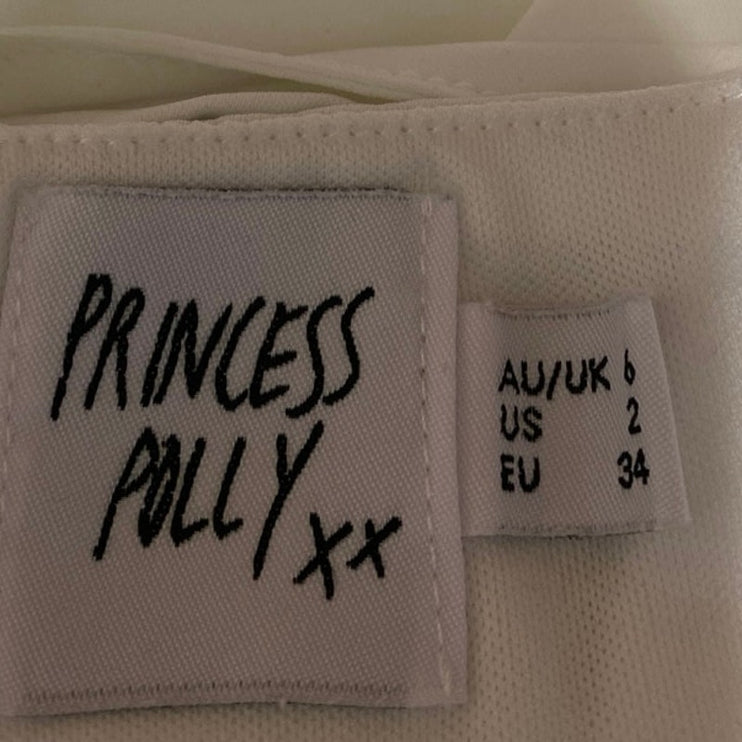 Princess Polly White Sleeveless Bralette Pleated High Waist Shorts 2 Pc Set Sz 2