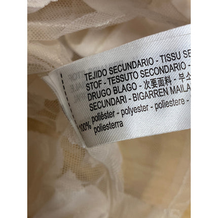 Zara Women's Cream Sheer Mesh Ruffle 3D Short Sleeve Cropped Blouse Top Size M