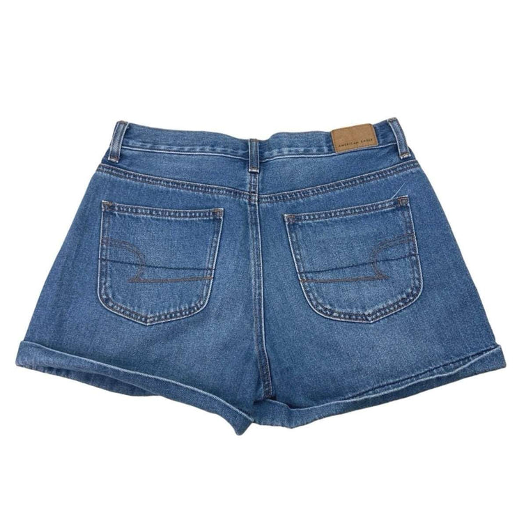 American Eagle Blue 100% Cotton Medium Wash Cuffed Mid Rise Jean Short Size 4