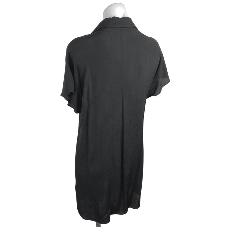 Aritzia Wilfred Free Black Short Sleeve Button Down Mini Shirt Dress Size S