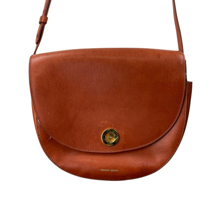 Mansur Gavriel Brandy Orange Brown Vegan Leather Mini Sling Crossbody Saddle Bag