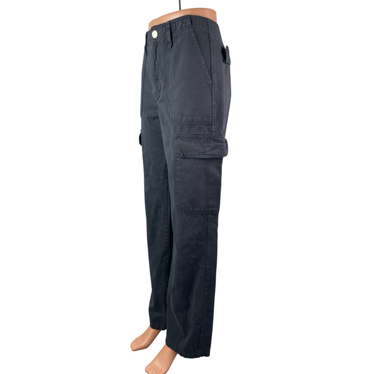 Zara Women's Black High Waisted Utility Straight Leg Y2k Trousers Pants Size 6