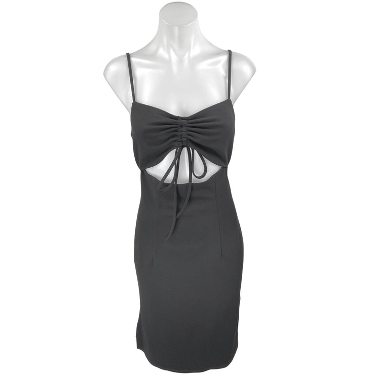 BCBGeneration Black Sleeveless Ruched Cutout Cami Camisole Tank Mini Dress S