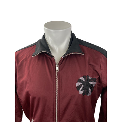 Diesel Men's Red Black Colorblock Full Zip Embroidered Bomber Coat Jacket Size M