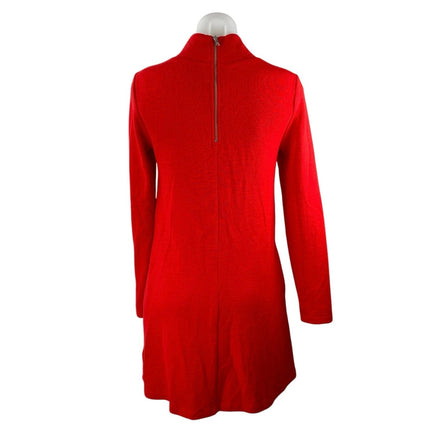 Gap Women's Red Long Sleeve Mock Neck Back Zip Swing A Line Mini Dress Size XS