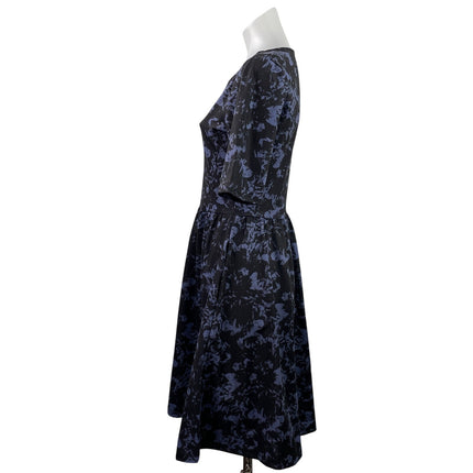 Trixie + Lulu Blue Printed Short Sleeve Round Neck Fit & Flare Mini Dress Size M