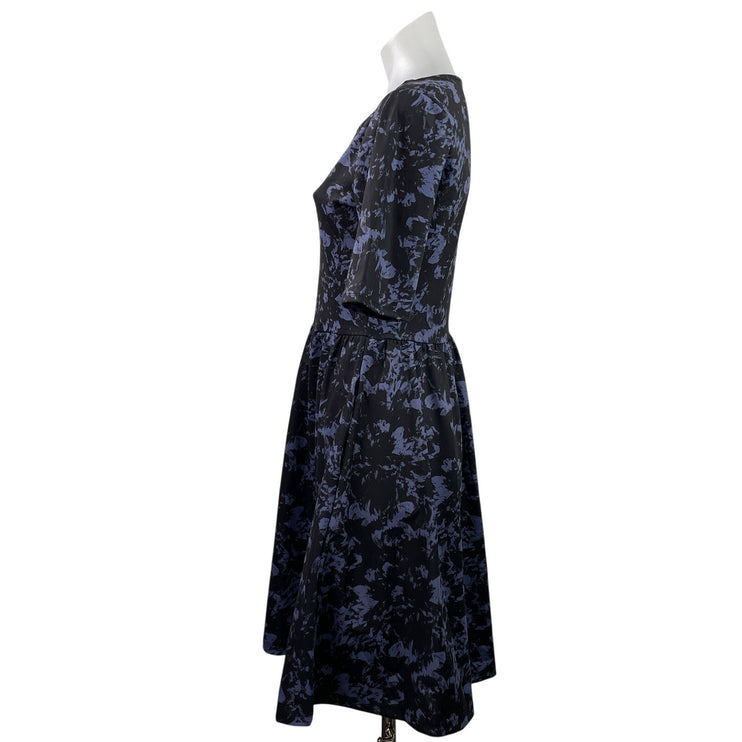 Trixie + Lulu Blue Printed Short Sleeve Round Neck Fit & Flare Mini Dress Size M