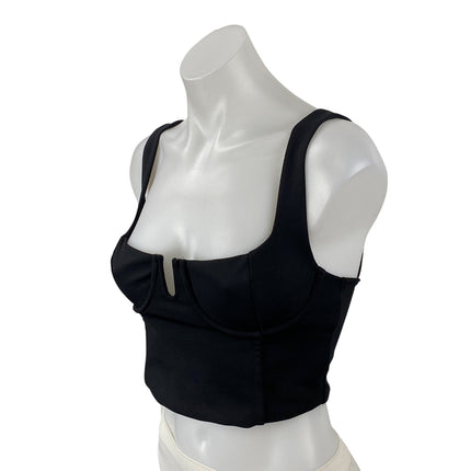 NEW Zara Women's Black Square Neck Notch Sleeveless Cami Tank Crop Top Size S