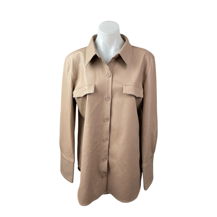 BB Dakota X Steve Madden Faux Vegan Leather Button Down Shacket Coat Jacket Sz M