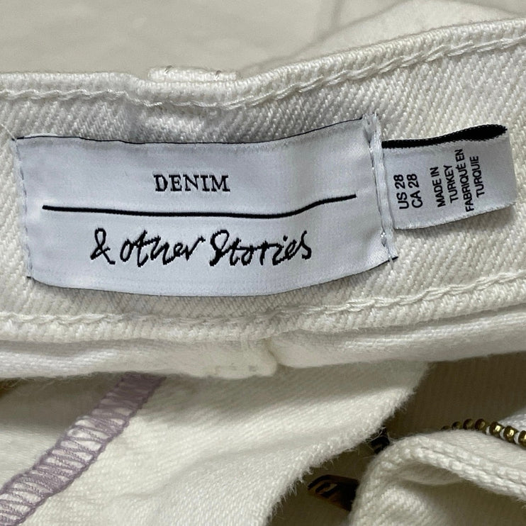 & Other Stories Women's White High Rise Relaxed Wide Leg Denim Jeans Pants Sz 28
