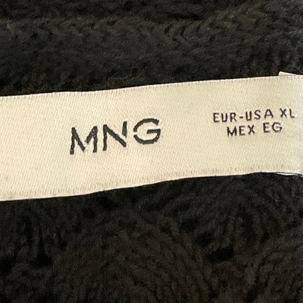 MNG by Mango Womens Black Sleeveless Knit Open Crochet Scoop Neck Tank Top Sz XL