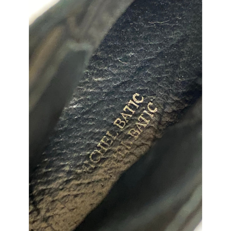 Michel Batic Men's Black Leather Zip Up Round Toe Lug Sole Ankle Boots Size 6.5