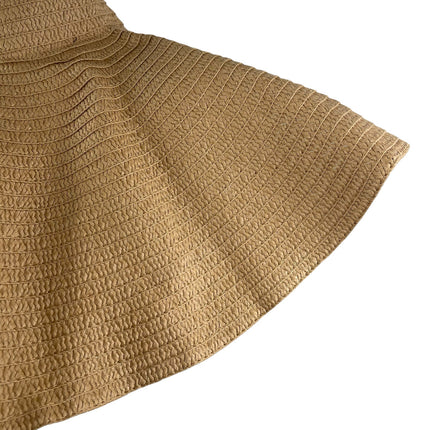 Women's Tan Oversized Wide Brim Woven Straw Summer Beach Sun Hat Cap Size 57cm