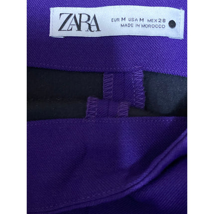 Zara Women's Purple Indigo Long Sleeve Square Neck Backless Crop Top Size M