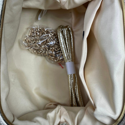 NEW Anthropologie Maeve Frankie Gold Woven Detachable Strap Mini Clutch Purse