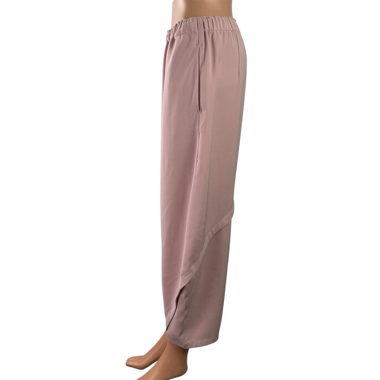 Roucha Pink Elastic Waist Tapered Wide Leg Baggy Drop-crotch Trousers Pants Sz M