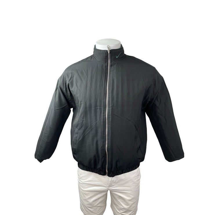 Nike Men's Green Black Reversible Quilted 90s Puffer Full Zip Coat Jacket Size S