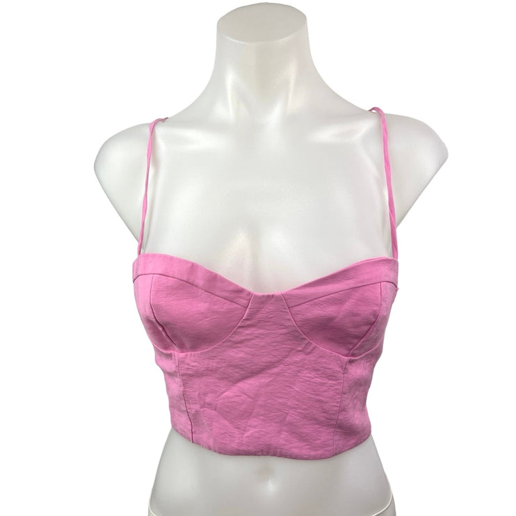 Zara Pink Strappy Crossback Sweetheart Bustier Camisole Tank Crop Top Size S