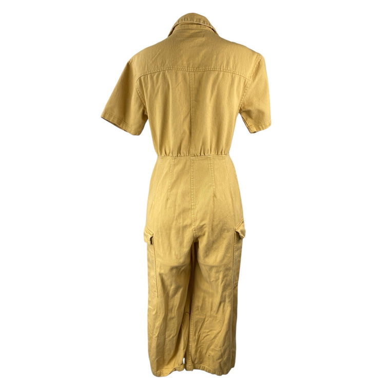 Asos Yellow Short Sleeve Utility Cargo Button Up Denim Jean Coverall Jumpsuit 4